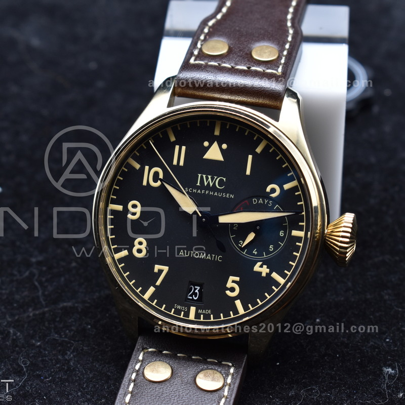 Big Pilot IW501005 Real Bronze ZF 1:1 Best Edition Black Dial on Brown Leather Strap A52000